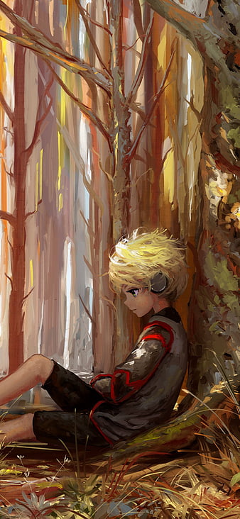 A Sad Boy Seatting Under a Tree Leastioning Sad Song · Creative
