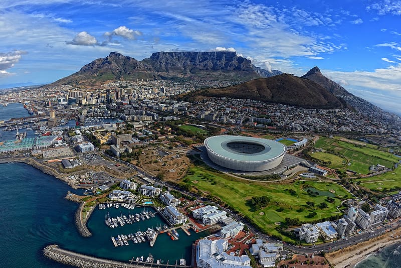 Cities, Sky, Mountain, Coast, Cityscape, Cape Town, South Africa, Stadium, , Table Mountain, HD wallpaper