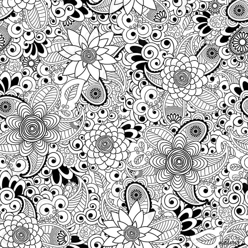 Seamless Hand drawn floral doodle background - stock vector 2244167 ...