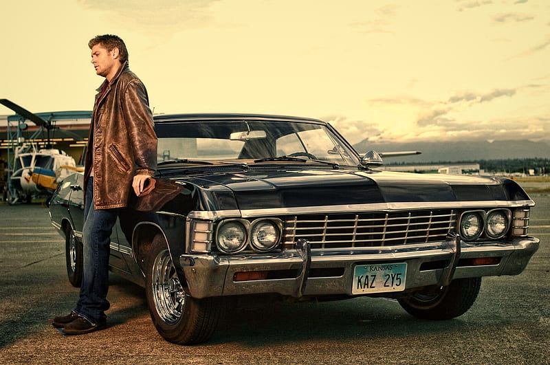 Dean Winchester & his Baby, Supernatural, Dean Winchester, Jensen Ackles, Chevy, car, Impala, baby, HD wallpaper