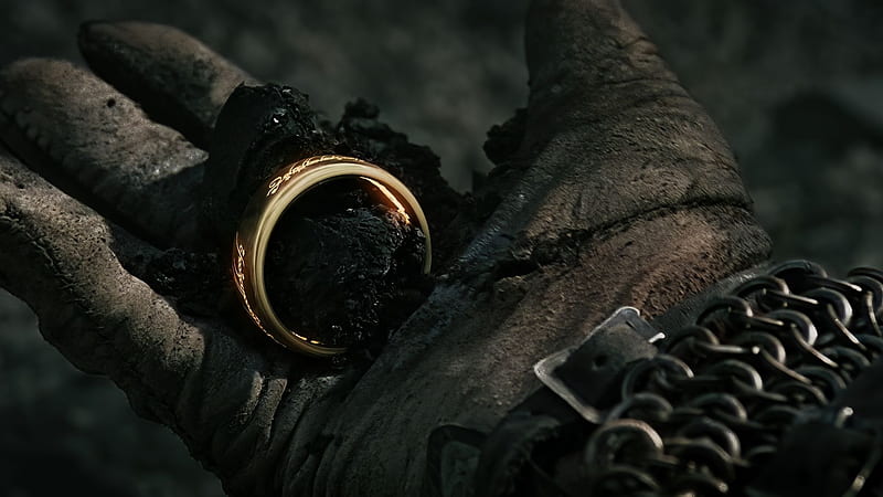 The Lord Of The Rings: The Rings Of Power, Golden Ring, 2022, , , Background, 9c5377, HD wallpaper