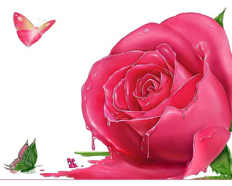 3d rose, flower, 3d, butterfly, rose, HD wallpaper | Peakpx