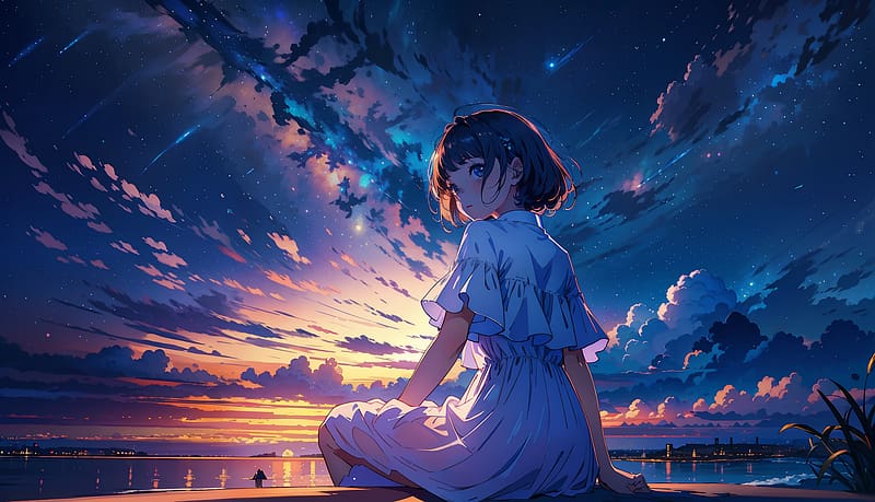 Anime Girl Feeling Sunset Evening, HD wallpaper | Peakpx