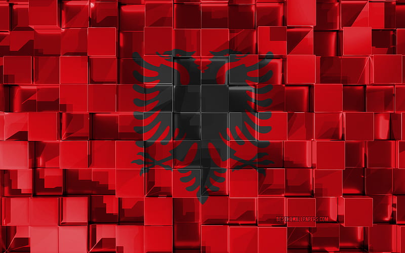 Flag of Albania 3d flag, 3d cubes texture, Albania flag, 3d art, Albania, Europe, 3d texture, HD wallpaper