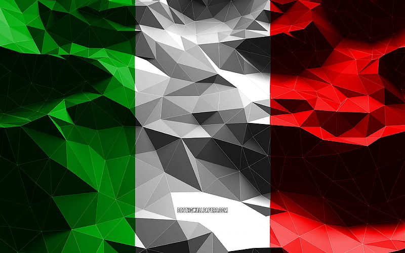 Italian flag, low poly art, European countries, national symbols, Flag of Italy, 3D flags, Italy flag, Italy, Europe, Italy 3D flag, HD wallpaper