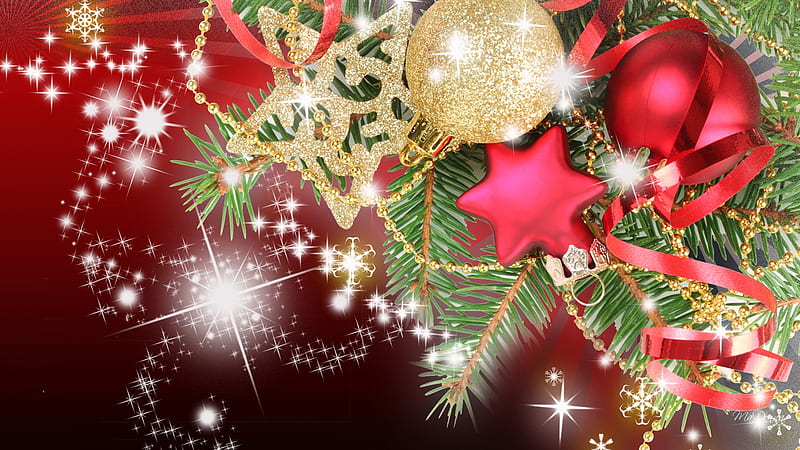 Holiday I, red, stars, feliz navidad, glow, christmas, firefox persona ...