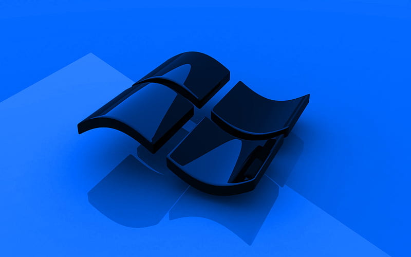 Windows blue logo, 3D art, OS, blue background, Windows 3D logo, Windows, creative, Windows logo, HD wallpaper