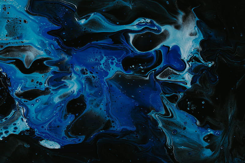 paint, liquid, fluid art, stains, blue, abstraction, art, HD wallpaper