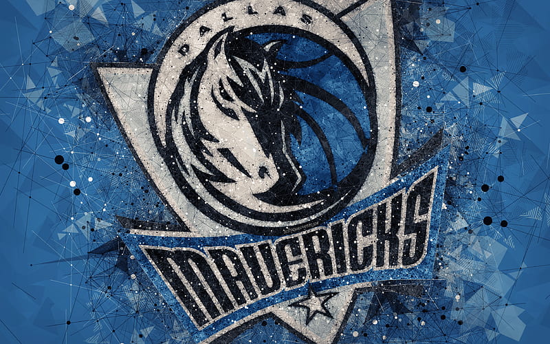 Dallas Mavericks creative geometric logo, American basketball club, creative art, NBA, emblem, blue abstract background, mosaic, National Basketball Association, Dallas, Texas, USA, basketball, HD wallpaper