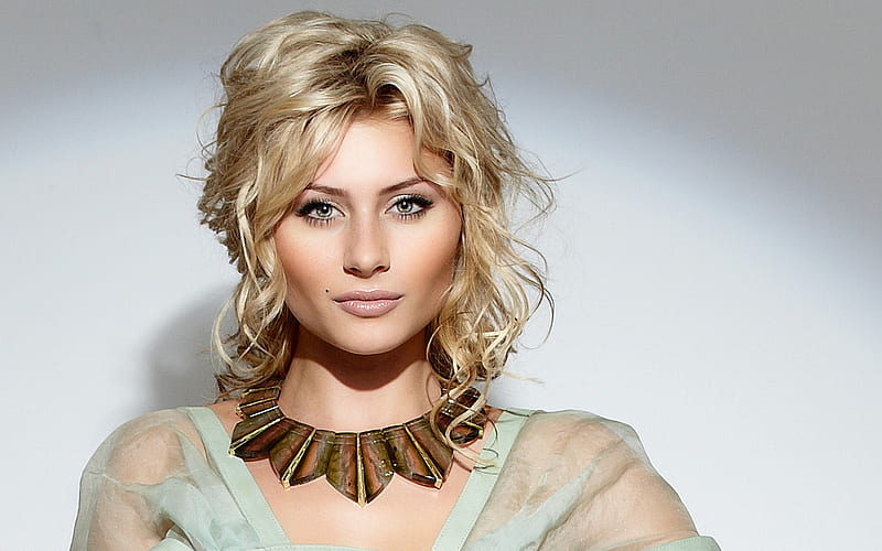 Alyson Michalka, blonde, alyson, necklace, michalka, HD wallpaper