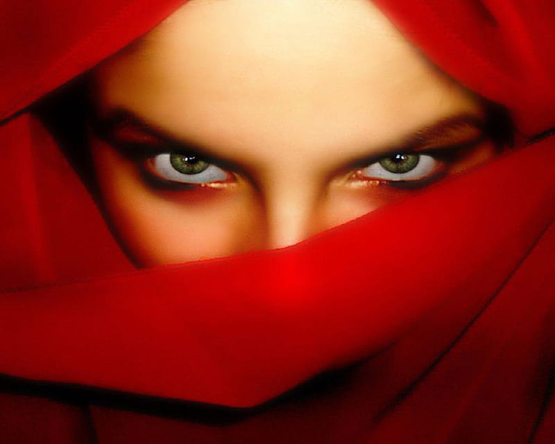 I want to read your soul, red, female, eye, bonito, woman, sexy, desire, girl, deep look, face, eyes, HD wallpaper