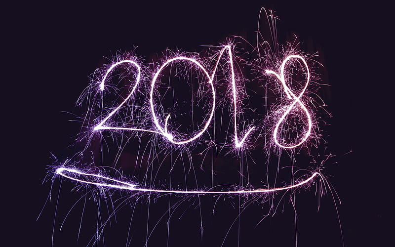 Happy New Year 2018 fireworks, Christmas 2018, creative, New Year 2018, xmas, Christmas, HD wallpaper