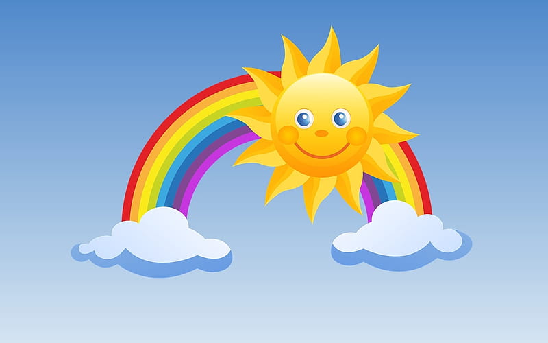 Rainbow and Sun, clouds, sun, rainbow, smile, sky, vector, HD wallpaper |  Peakpx