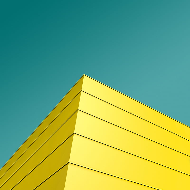 low angle of yellow and black striped building's corner, HD phone wallpaper