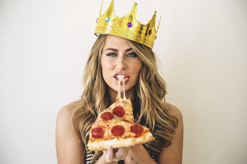 Comiendo pizza, pizza, modelo, niña, mujeres, Fondo de pantalla HD | Peakpx