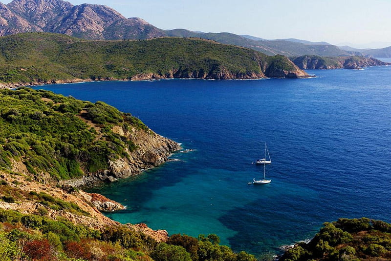 Corsica, island, coast, ocean, HD wallpaper