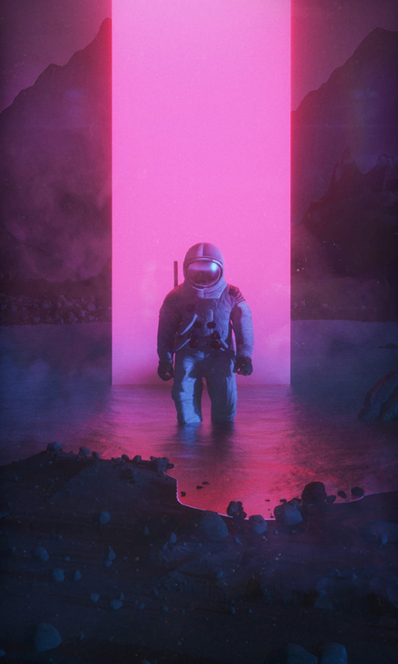 Spaceman, android, astronaut, space, vaporwave, HD phone wallpaper
