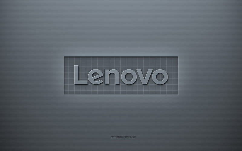 Lenovo logo, gray creative background, Lenovo emblem, gray paper texture, Lenovo, gray background, Lenovo 3d logo, HD wallpaper