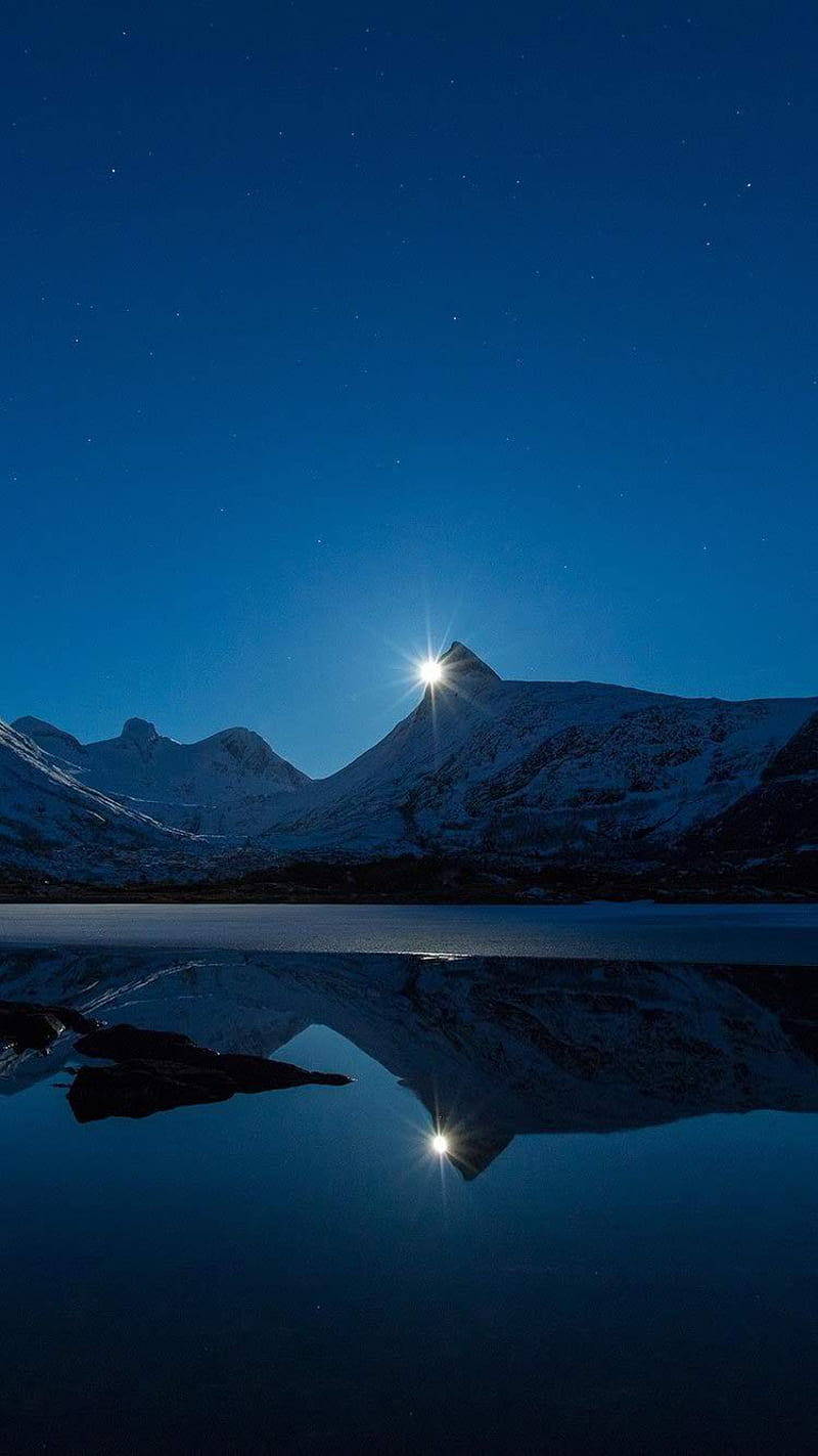 Beautiful Night, background, lake, moon, nature, view, HD phone ...