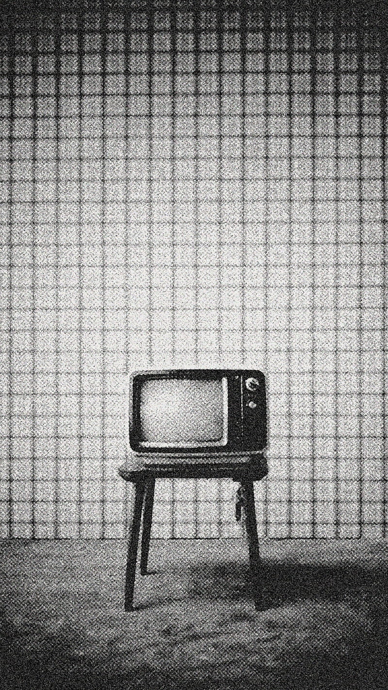 Old School, Textures, black and white, halftone, retro, television, tv, vintage, HD phone wallpaper