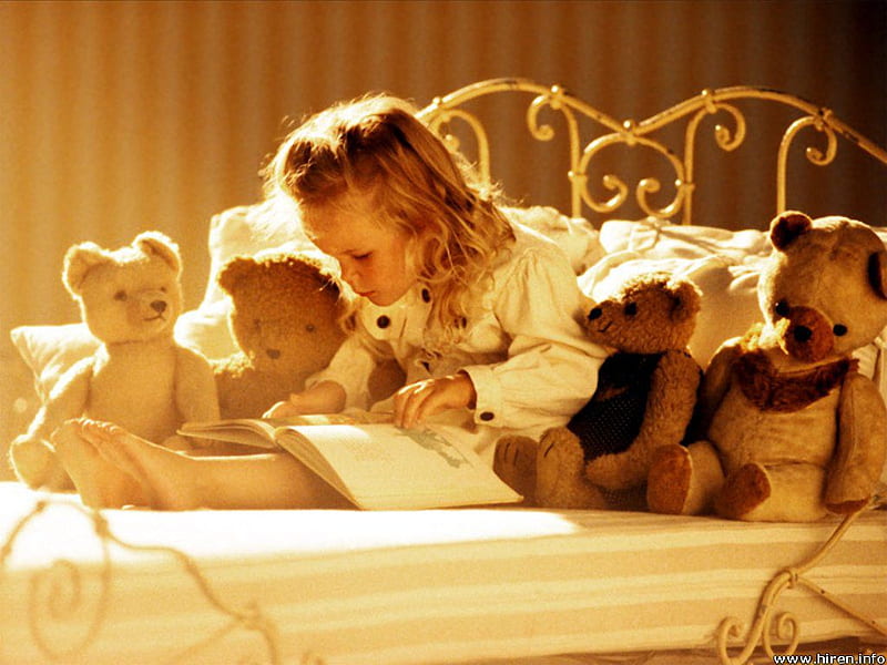 LITTLE GIRL AND HER TEDDY, children, adorable, cute, teddy bears