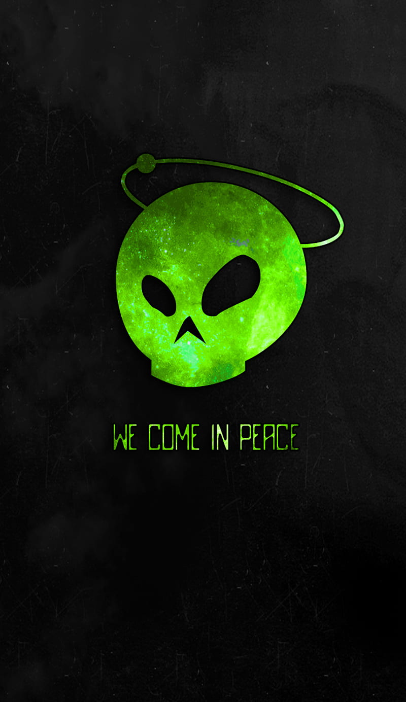 We Come In Peace, alien, green, , new, for boys, for girl, cool, power, wick, HD phone wallpaper