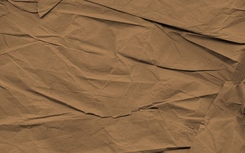 brown crumpled paper macro, paper backgrounds, crumpled paper textures, brown backgrounds, retro paper background, HD wallpaper