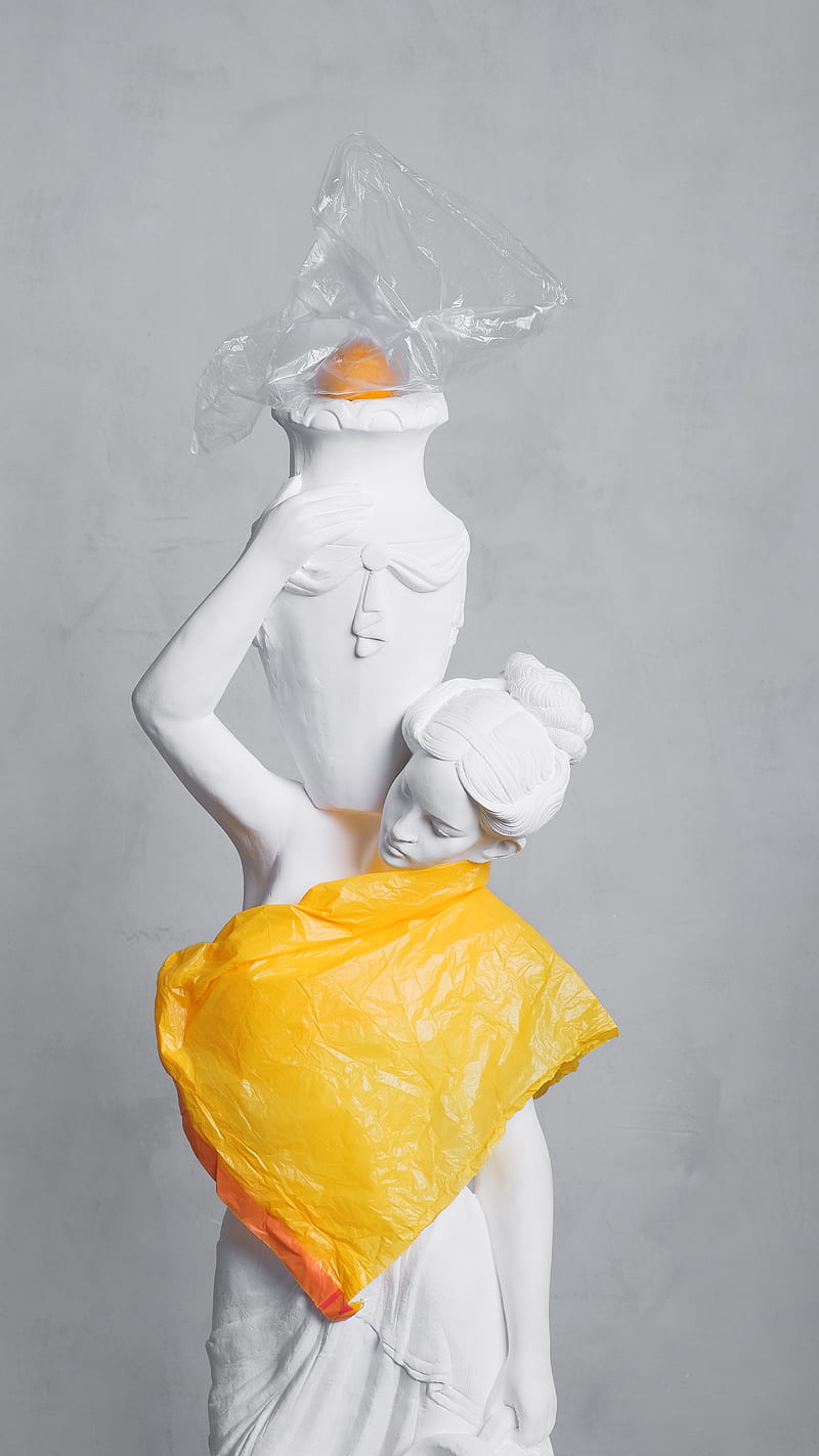 White woman sculpture , orange, HD phone wallpaper