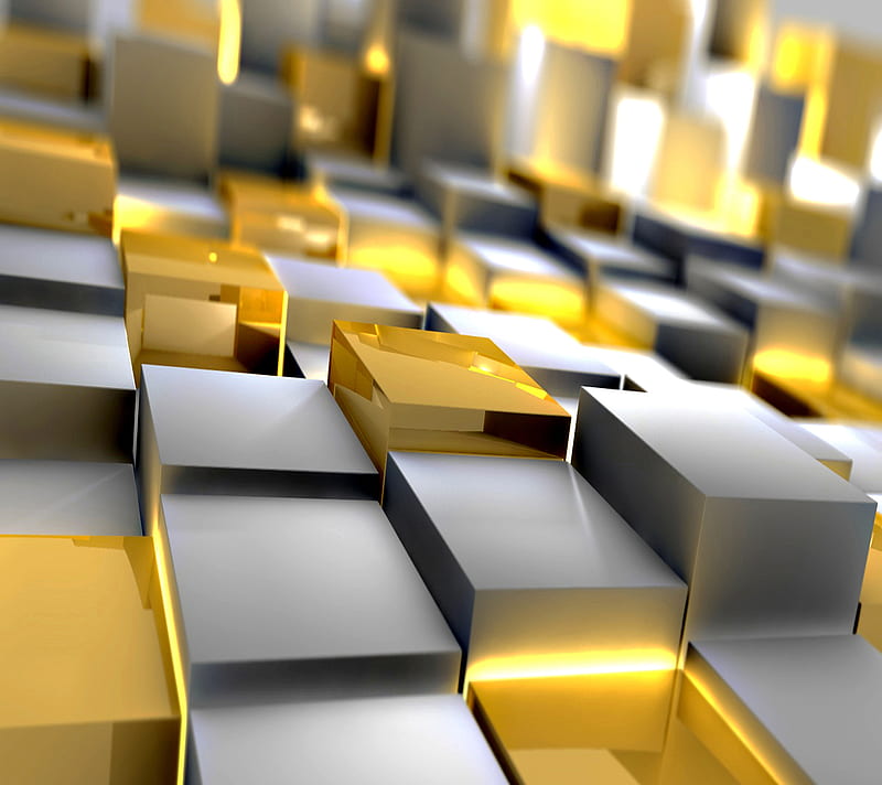 Golden Cubes, cubes, golden, HD wallpaper | Peakpx