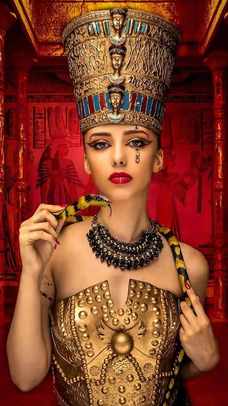 Nefertiti, beauty, egypt, queen, goddess, snake, pharaoh, HD phone wallpaper