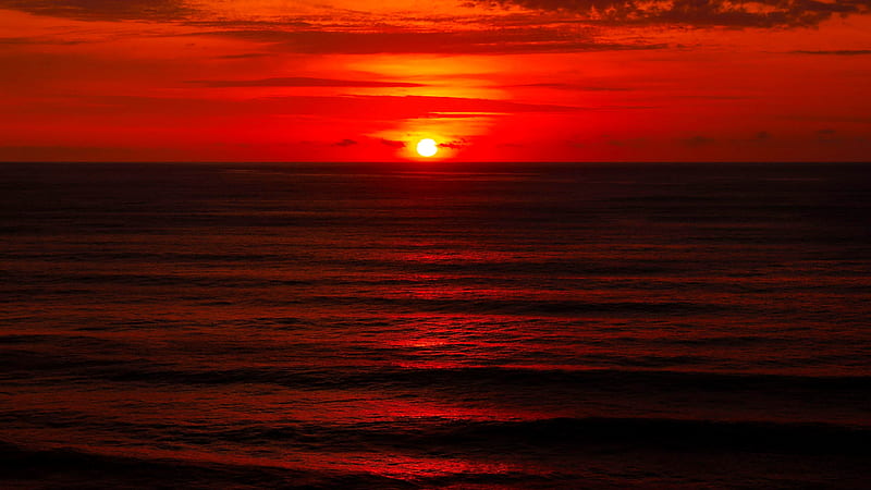 Sea Sunset Sea Reflection Red Beautiful Sky Ocean Sunset Hd