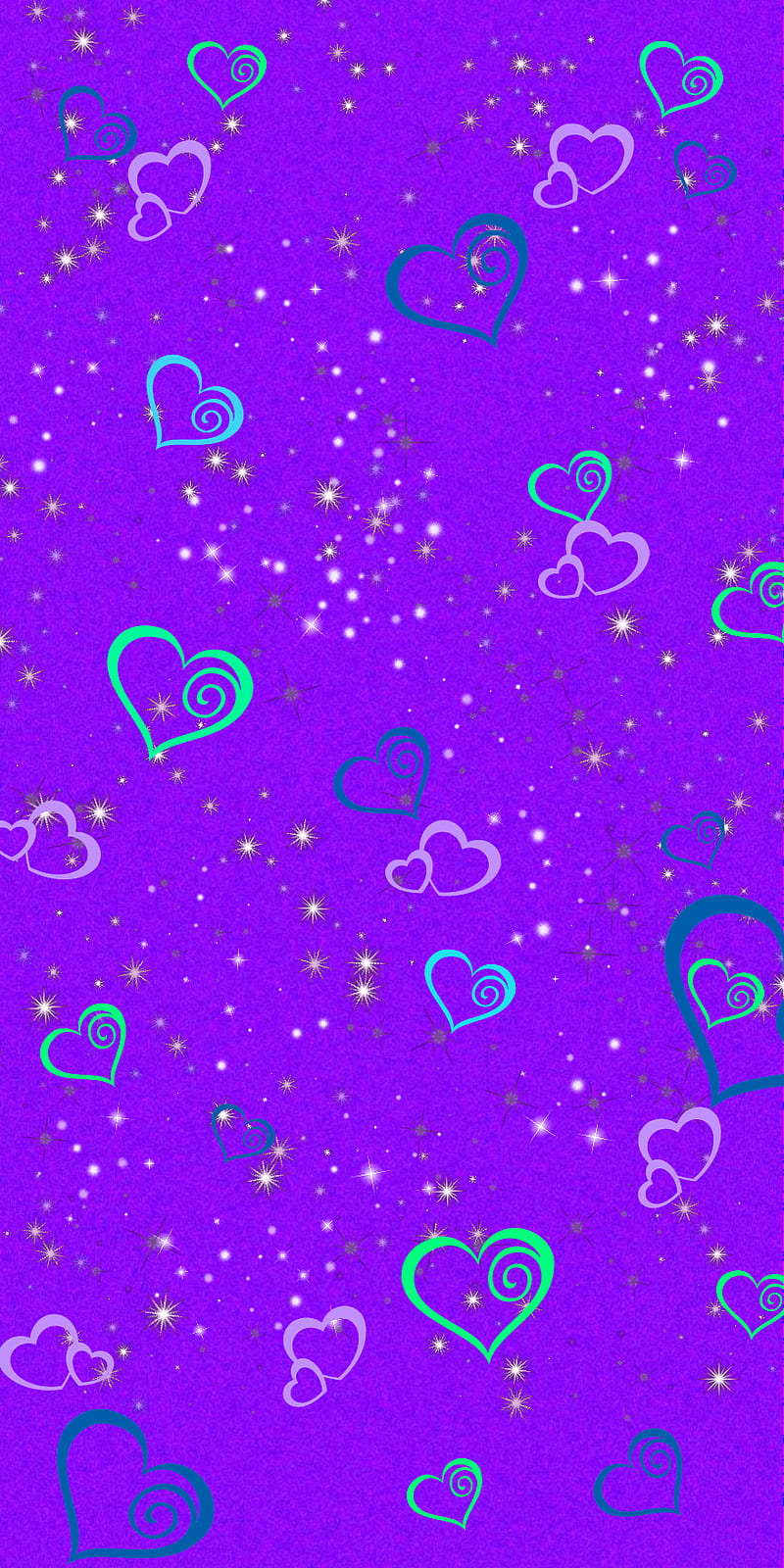 Purple hearts, love, aqua, sparkle, blue, glitter, teal, heart, HD phone wallpaper