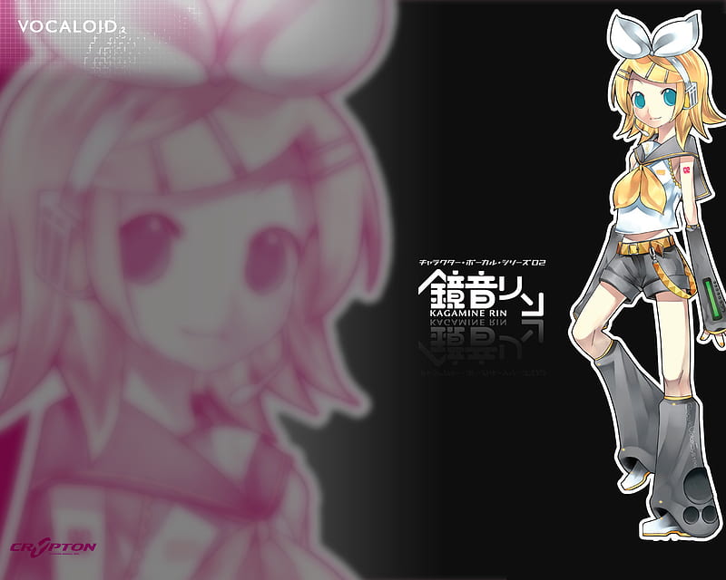 Rin Pose Magnify, vocaloid, rin pink, kagamine rin, rin pose, pose, magnify, rin kagamine, rin magnify, rin, black background, solo, kagamine, pink pose, HD wallpaper