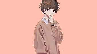 Anime boy, pretty, cute, brown hair, Anime, HD wallpaper | Peakpx