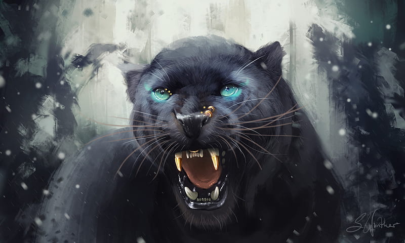 Black Panther Roar Artwork, black-panther, panther, artwork, artist, digital-art, artstation, HD wallpaper