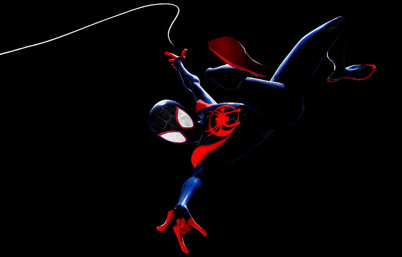 Fiction, Cartoon, Web, Costume, Black Background, Poster, Miles Morales, Spider Man: Universes, Spider Man: Into The Spider Verse For , Section фильмы, HD wallpaper