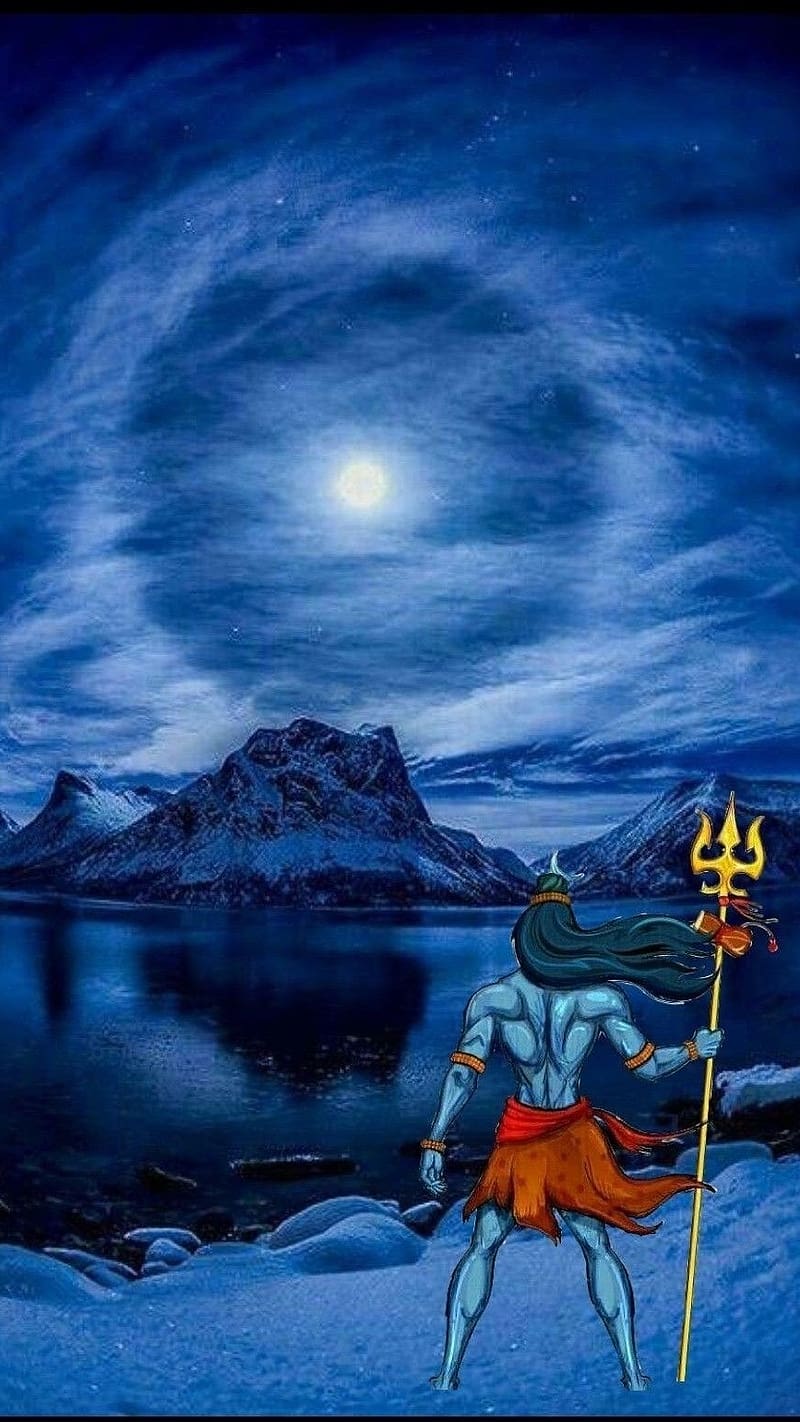 Lord Shiva With Mountain View, lord shiva, mountain view, trishul ...