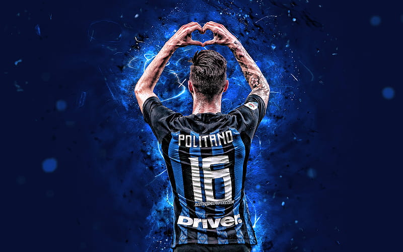Matteo Politano, back view, Internazionale, italian footballers, Italy, goal, Serie A, Politano, Inter Milan FC, soccer, football, neon lights, HD wallpaper