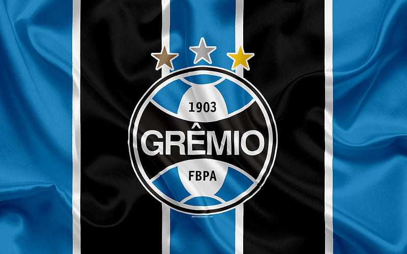 Gremio FC, Brazilian football club, emblem, logo, Brazilian Serie A, football, Porto Alegre, Rio Grande do Sul, Brazil, silk flag, HD wallpaper