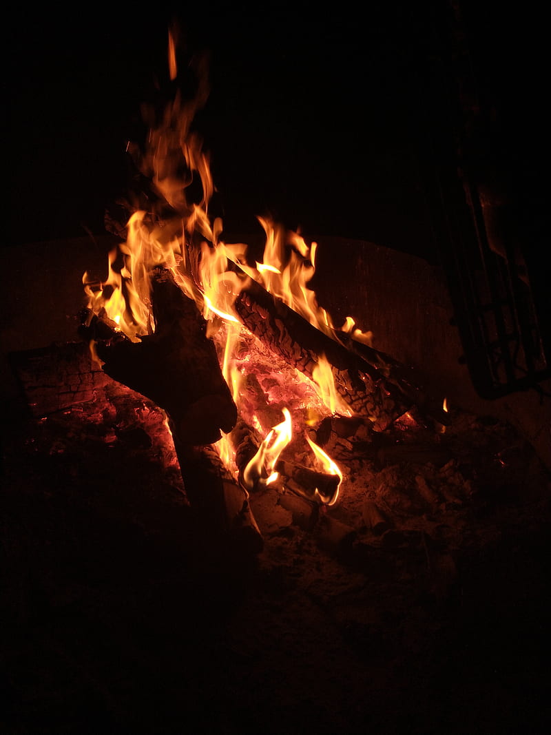 Fuego fire, bonfire, camp, fireplace, flame, flames, night, relaxation, HD phone wallpaper