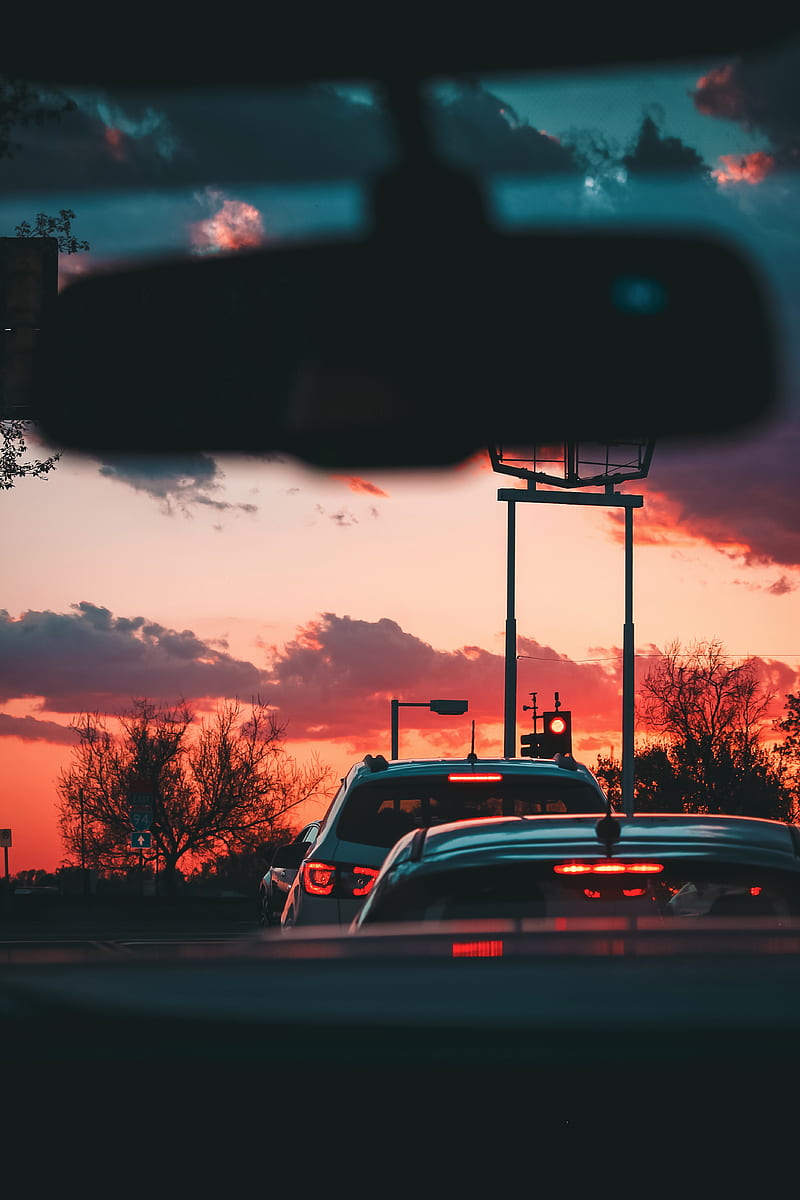 carros, view, traffic, dusk, dark, HD phone wallpaper