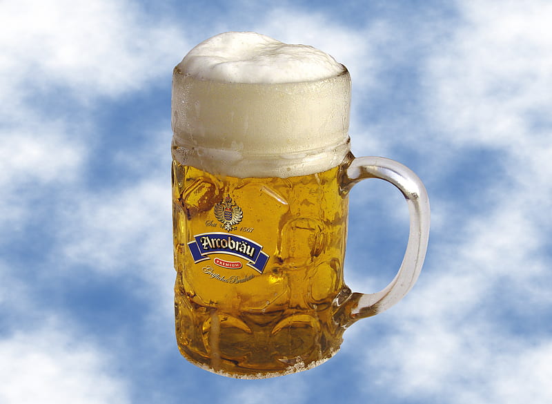 Large Beer Sky, cold, drinking, funny, home screen, lager, HD wallpaper