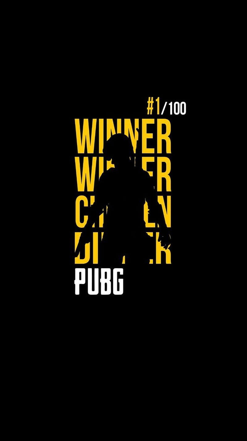 Pubg chicken dinner, black, chicken dinner, epic, logo, winner, yellow, HD phone wallpaper