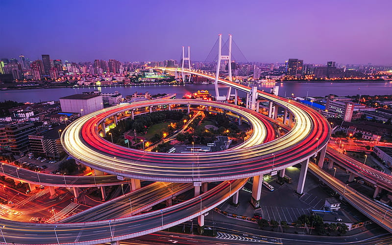 Nanpu Bridge Huangpu River Shanghai China-High Quality, HD wallpaper