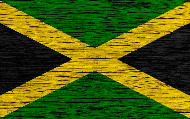 Flag of Jamaica North America, wooden texture, Jamaican flag, national symbols, Jamaica flag, art, Jamaica, HD wallpaper
