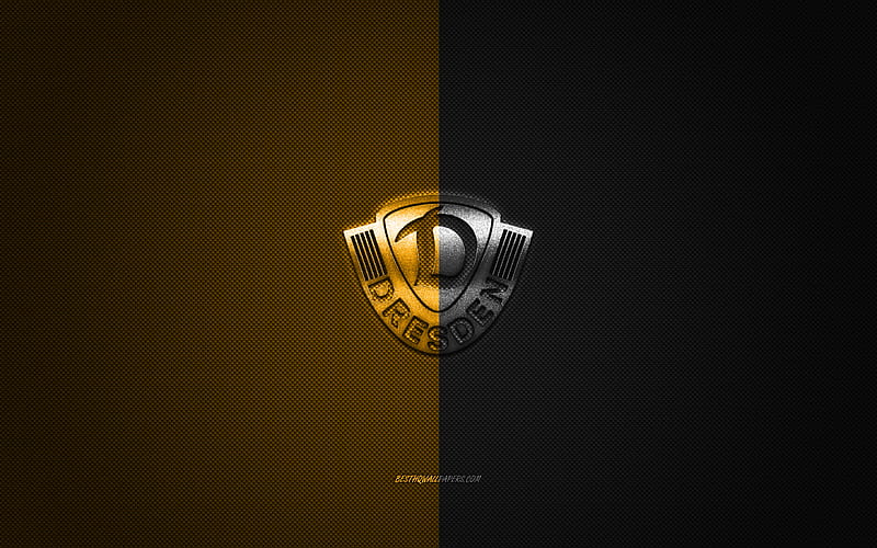 SG Dynamo Dresden, German football club, Bundesliga 2, yellow-black logo, yellow-black carbon fiber background, football, Dresden, Germany, SG Dynamo Dresden logo, HD wallpaper