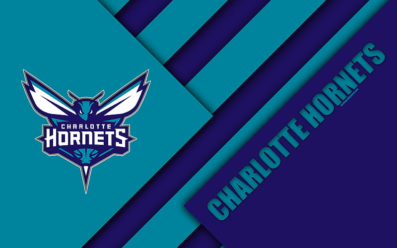 Charlotte Hornets logo, material design, American basketball club, blue abstraction, NBA, Charlotte, North Carolina, USA, basketball, HD wallpaper