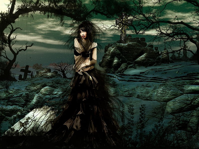 WRAPPED IN GRIEF, wrapped, female, gothic, grief, HD wallpaper