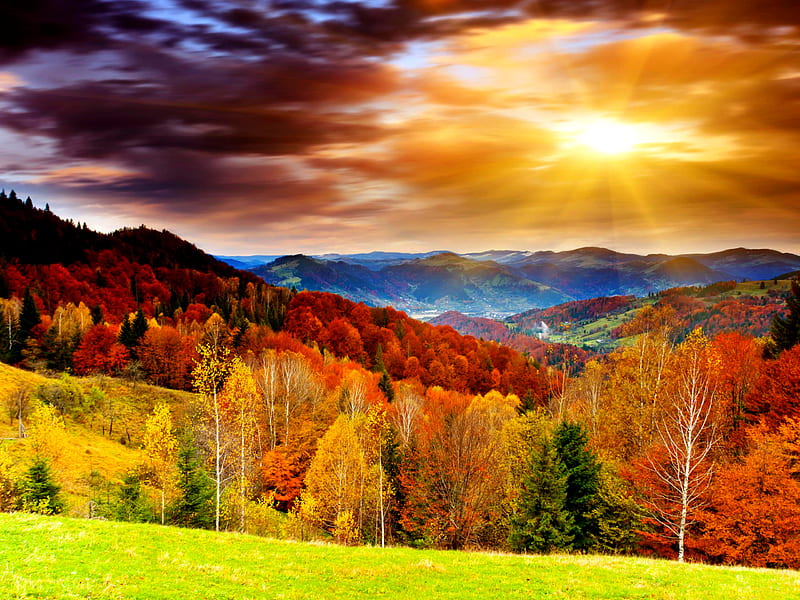 Colorful Sky, bonito, clouds, landscape, nature, sun, HD wallpaper
