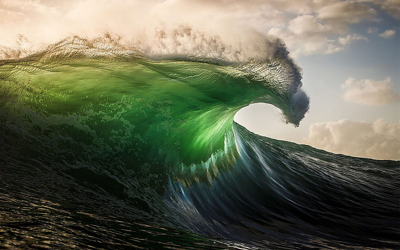 huge wave, storm, tsunami, ocean, water power concepts, HD wallpaper